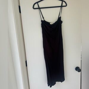 NWT Elegant Black Women's Silk Midi Dress